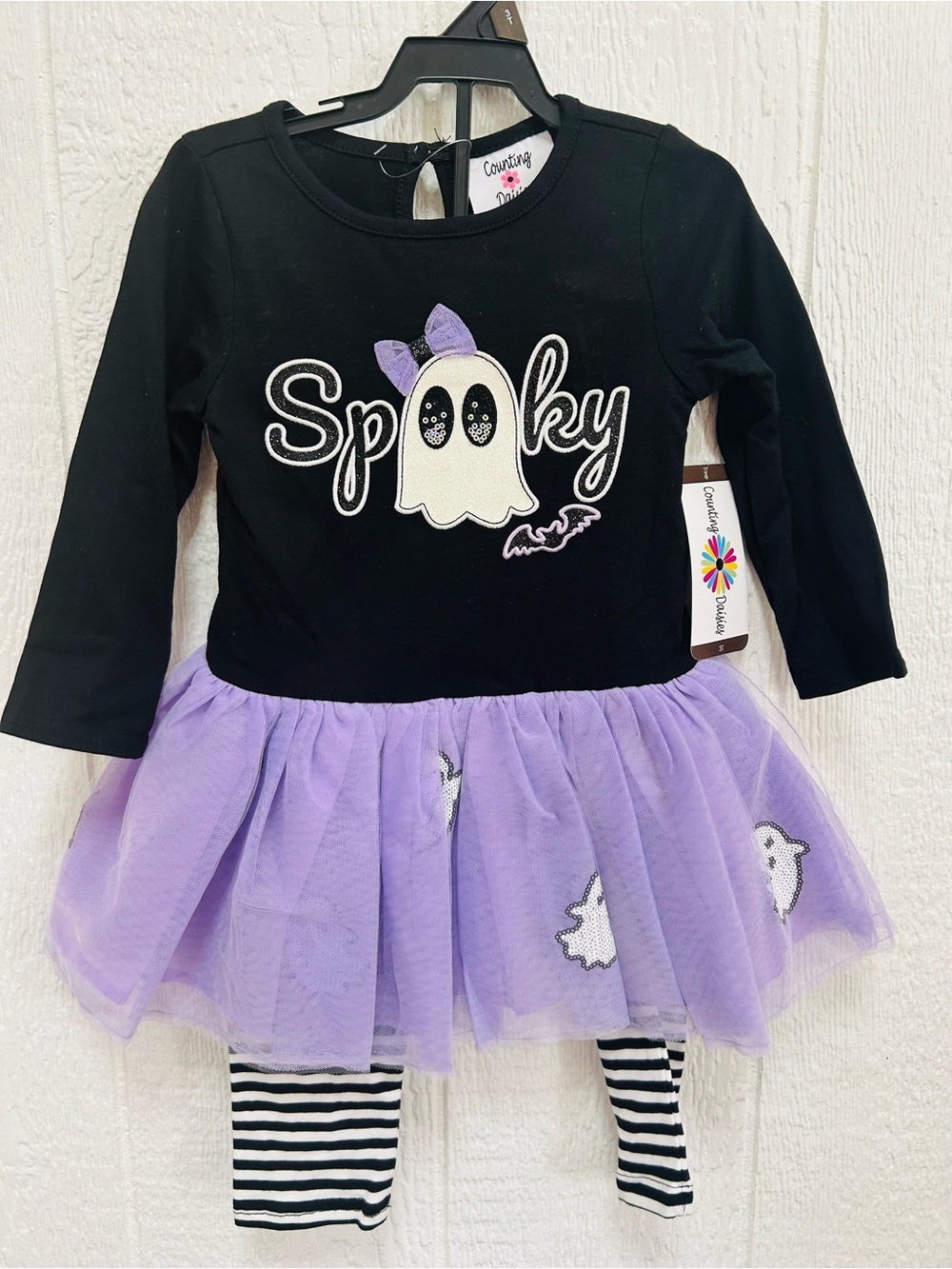 Girls Black & Purple 'Spooky' Ghost Tutu Matching Set - Country Kids